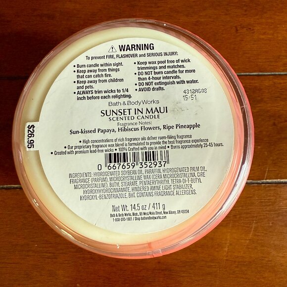 NEW SUNSET IN MAUI 3-Wick Glowing Luminary14.5 oz Candle Bath & Body Works - Picture 3 of 5